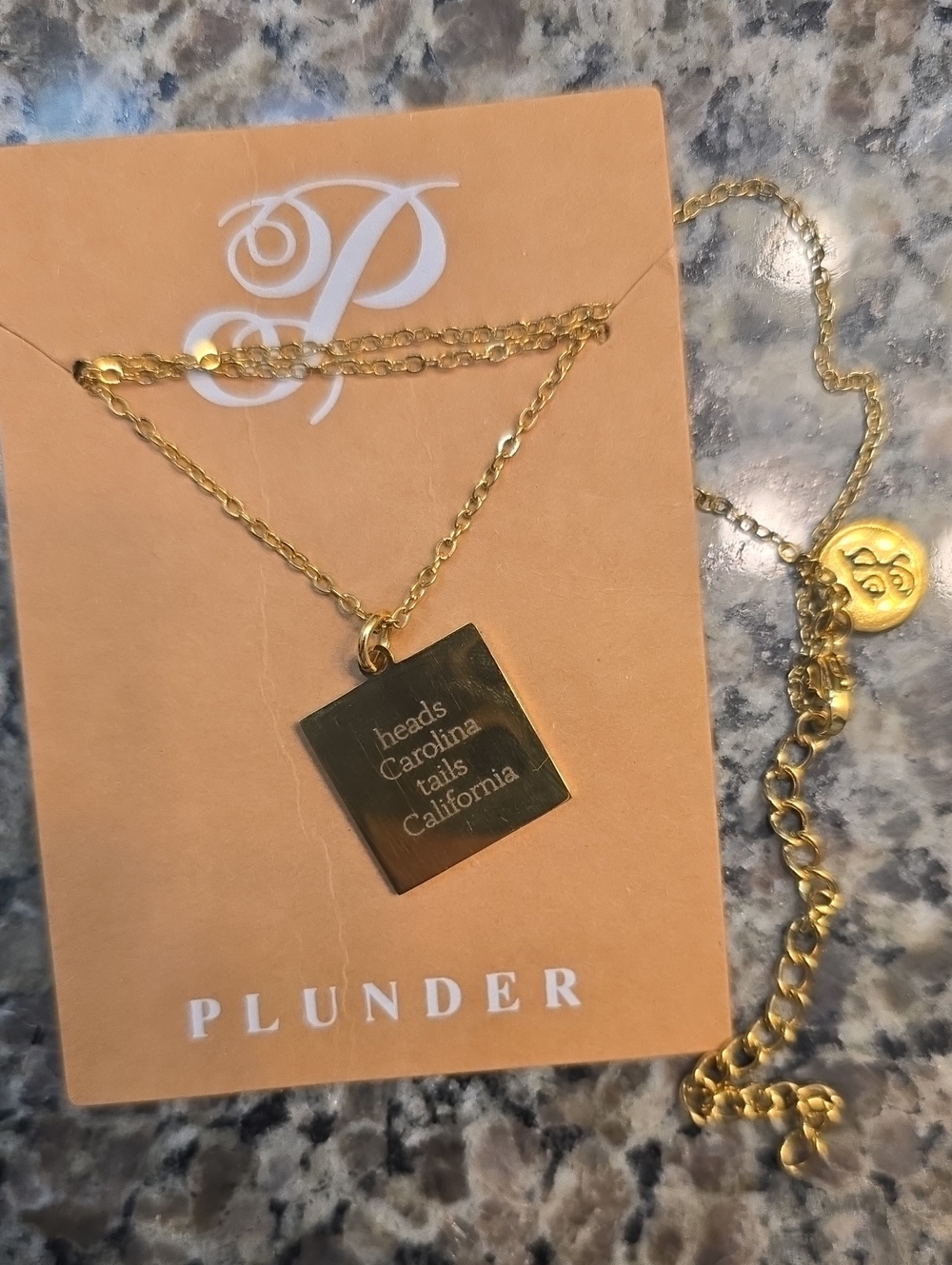 Plunder Gold-Tone Square Pendant Necklace